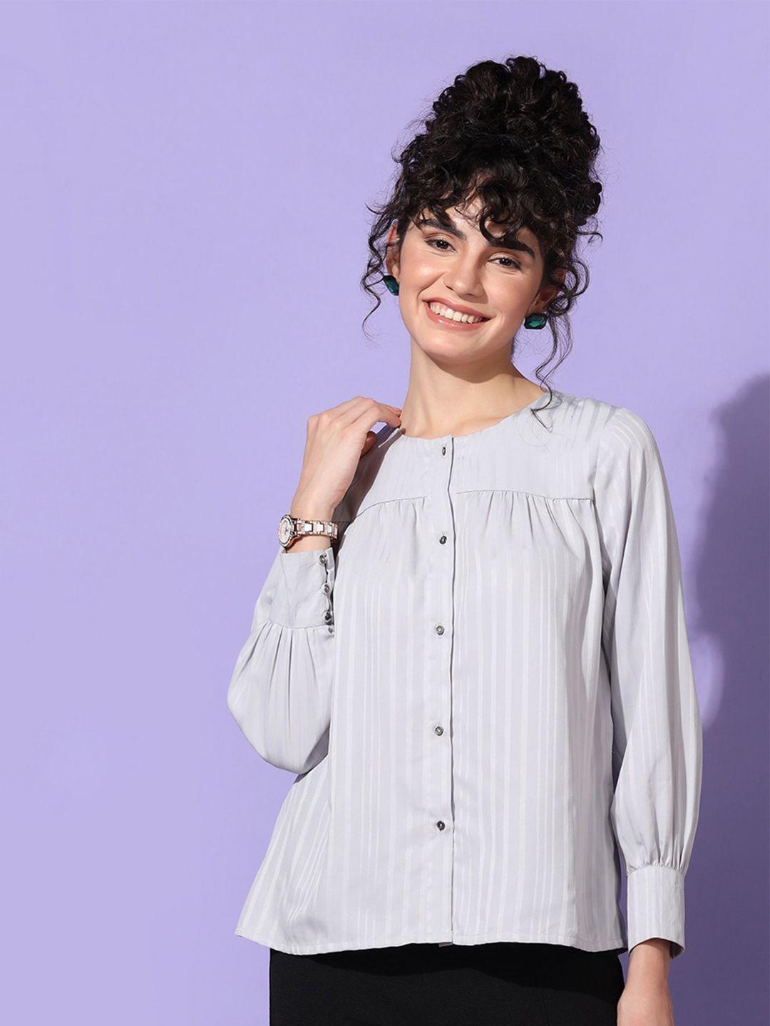 fashion dream striped cuffed sleeves shirt style top