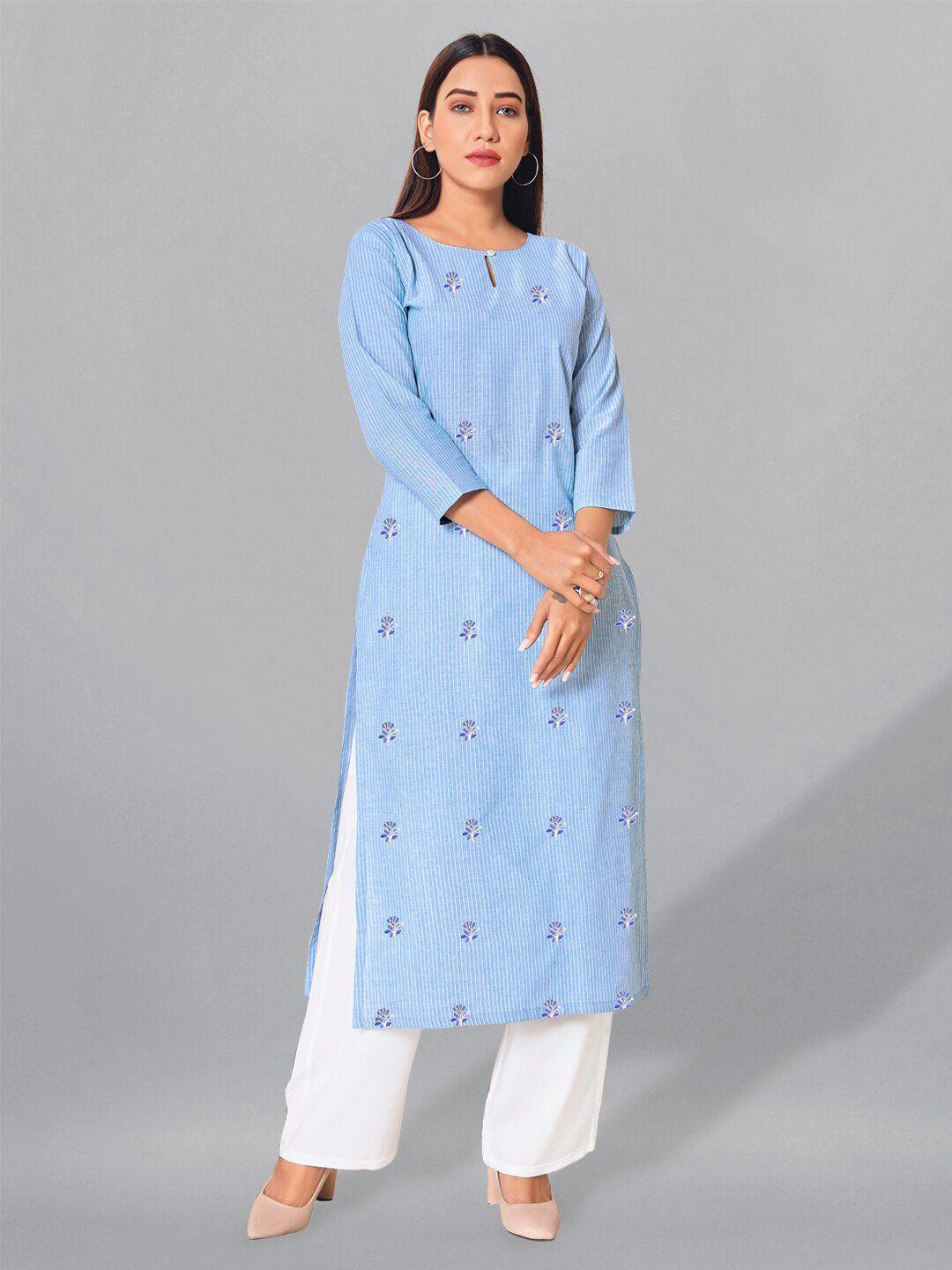 fashion dream striped thread work cotton kurta