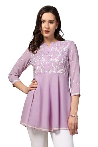 fashion dream women’s georgette embroidered top (fdwtun00041 lav xl_lavender_xl)