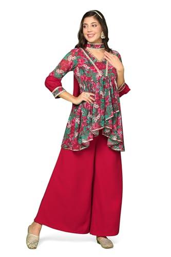 fashion dream women’s georgette top and palazzo suit set with dupatta (fdwset00072 mrn xl_maroon_xl)