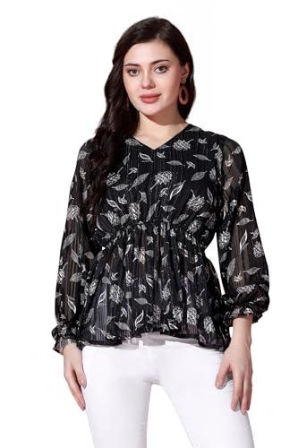 fashion dream women's black georgette top (fdwtop00084 blk m_black_m)