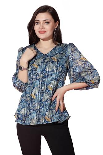 fashion dream women's blue georgette top (fdwtop00082 blu m_blue_m)