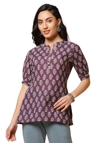 fashion dream women's cotton tunic regular fit top (fdwtun00013 prp 3xl_purple_3xl)