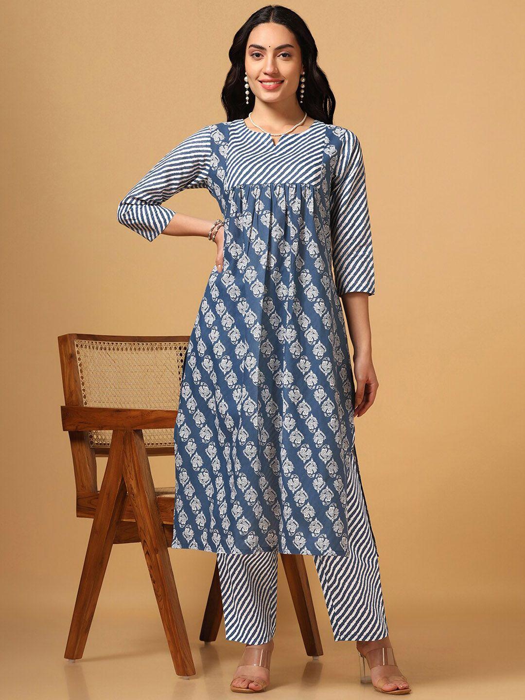 fashion dream women floral printed empire kurta with trousers
