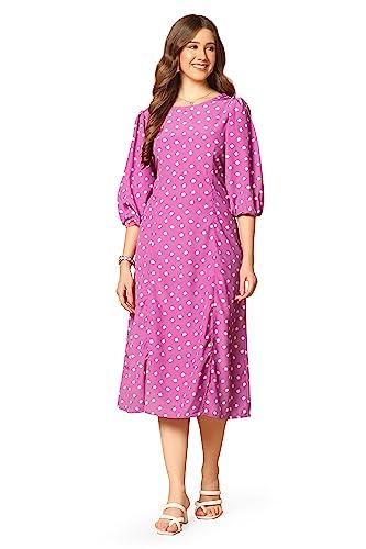 fashion dream womens mauve polyester blend digital print a-line dresses (mauve_xl, midi)