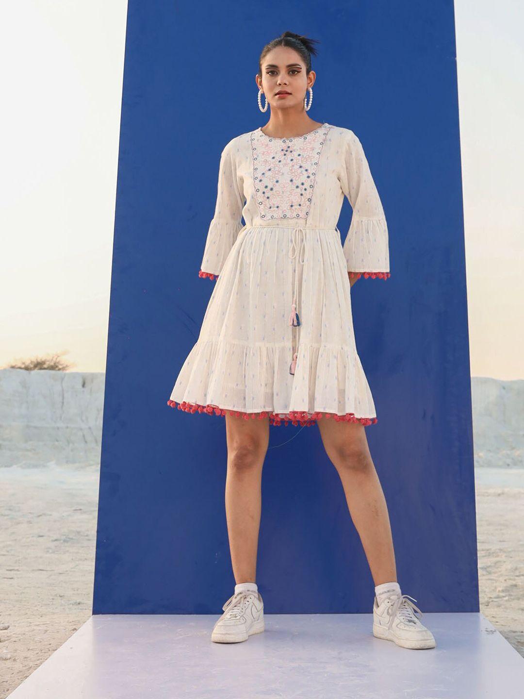 fashion dwar embroidered a-line cotton dress