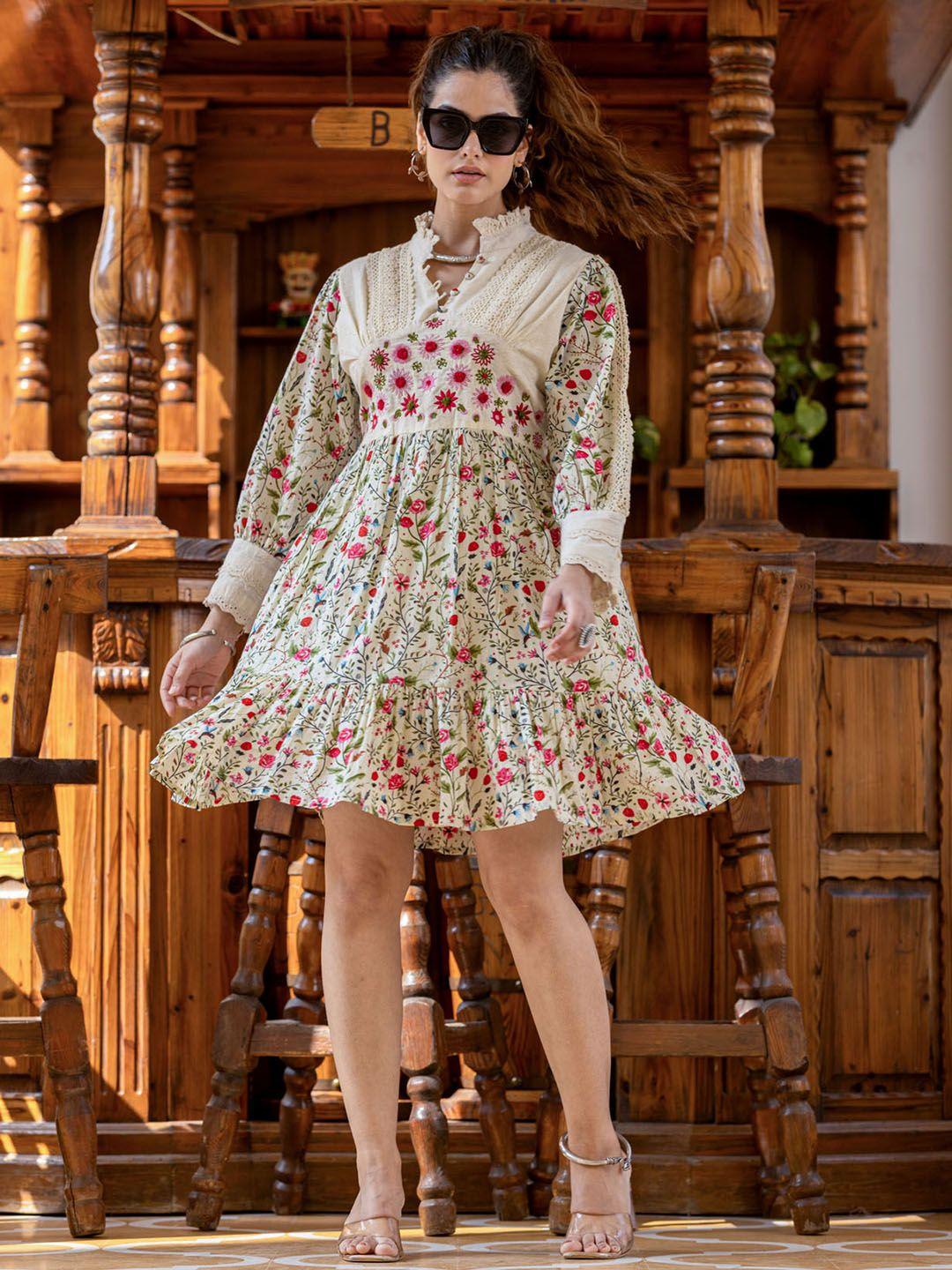 fashion dwar floral print a-line dress