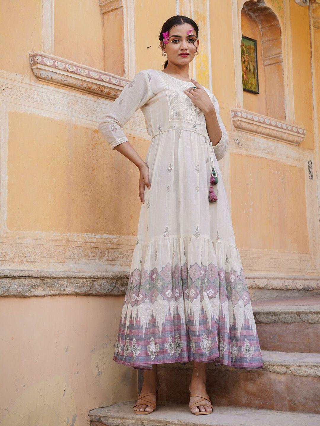 fashion dwar floral printed cotton maxi ethnic dresses