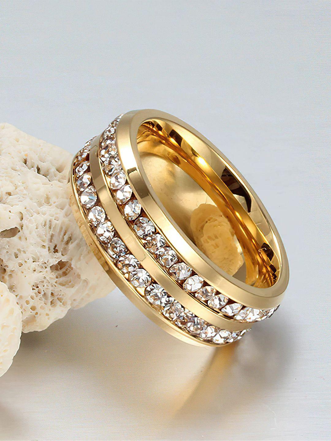 fashion frill gold-plated ad studded finger ring