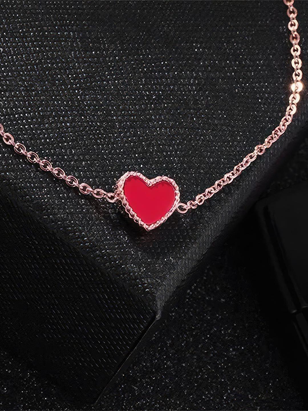 fashion frill rose gold plated & heart charm anklet