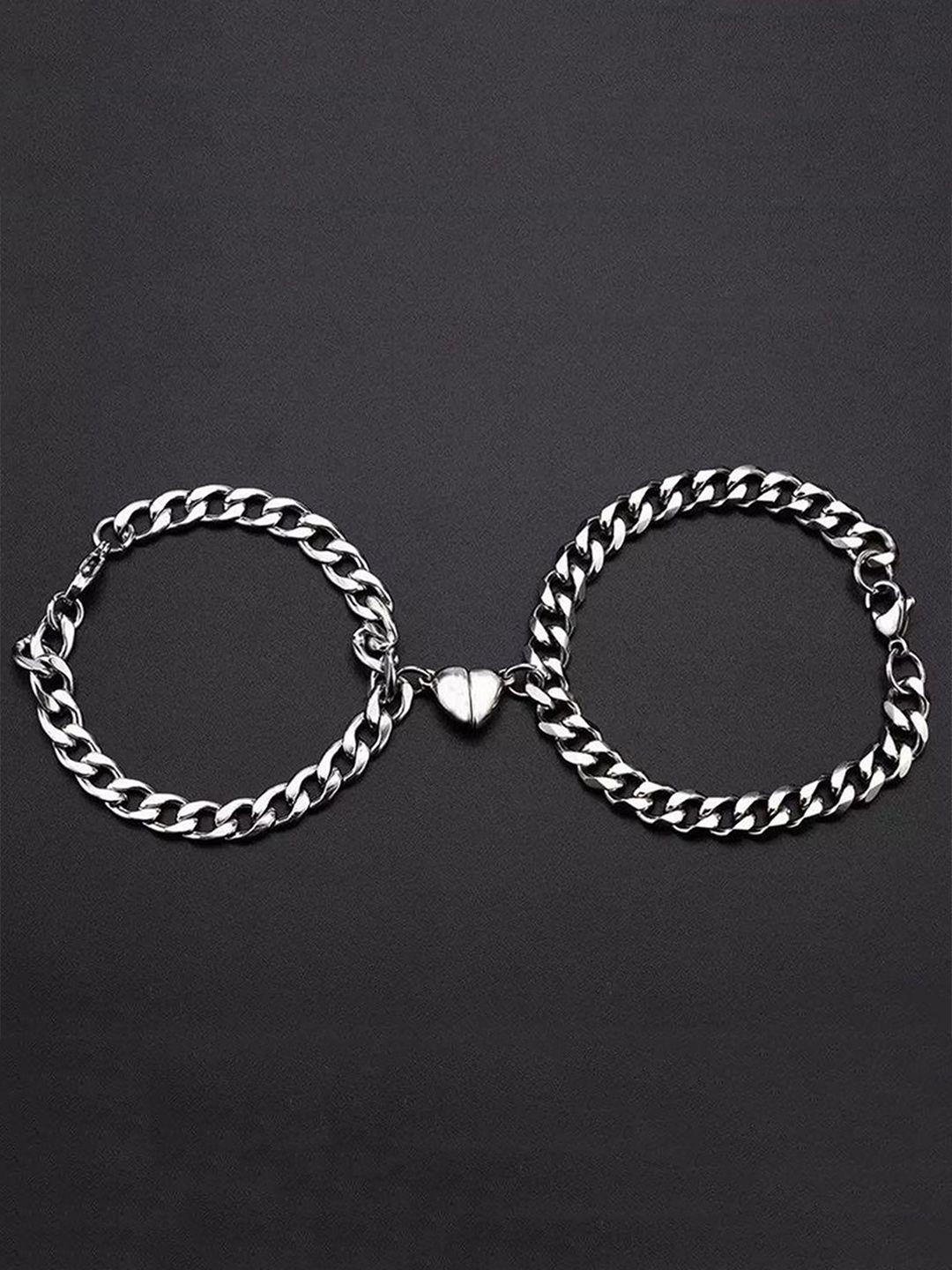 fashion frill set of 2 silver-plated charm bracelet
