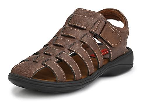 fashion victim men's 809 brown synthetic leather sandal - 9 uk