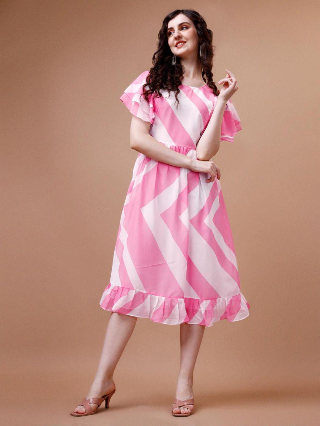 fashion2wear pink georgette a-line mini dress