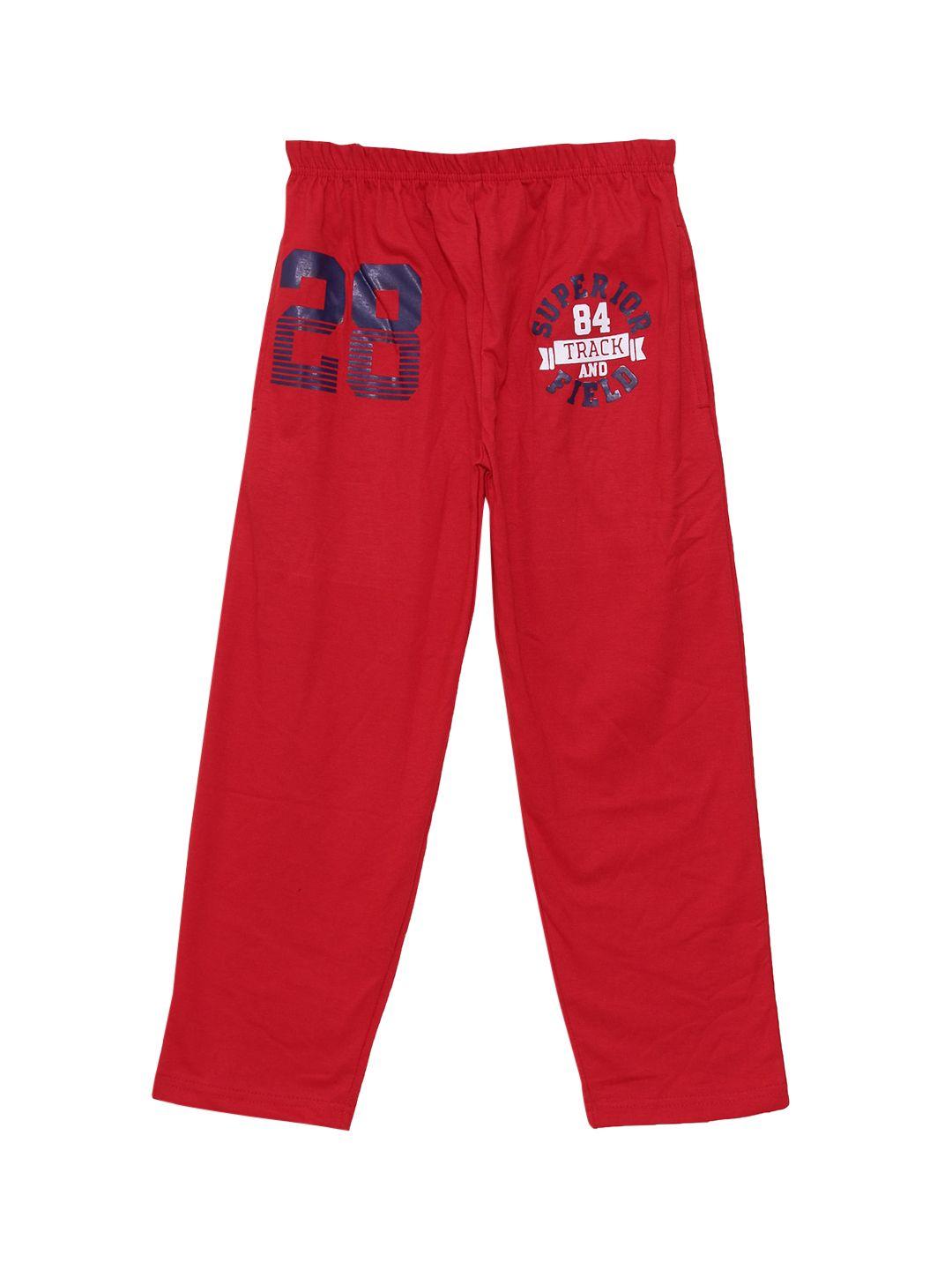 fashionable boys red printed pure cotton track pants