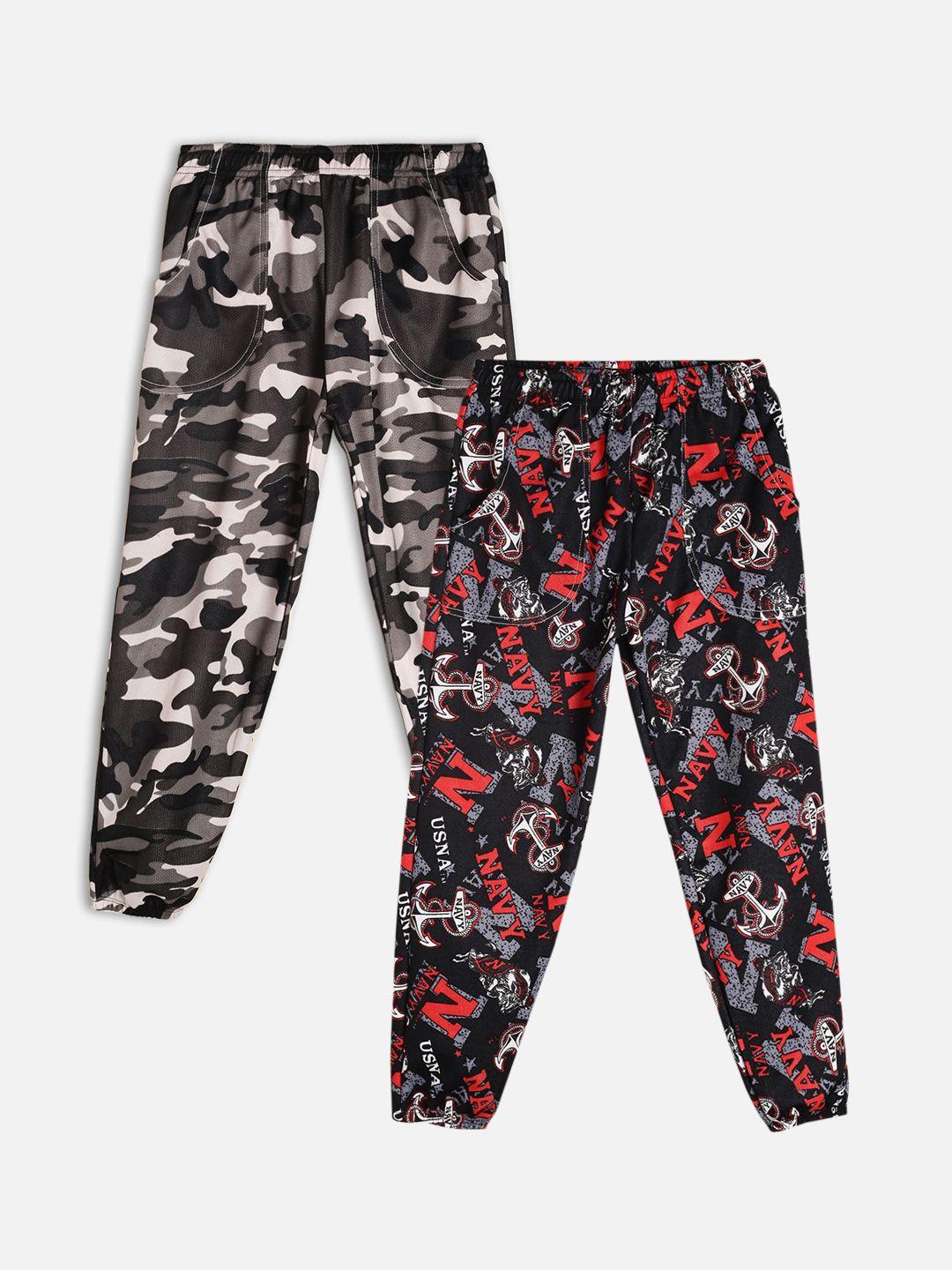 fashionable boys pack of 2 printed mid-rise lounge pants