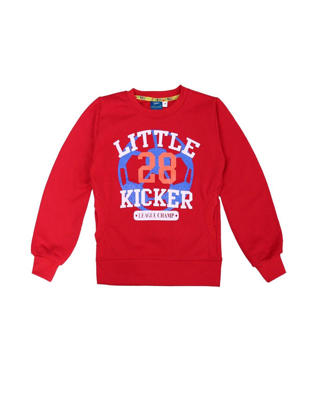 fashionable boys red printed sweatshirt