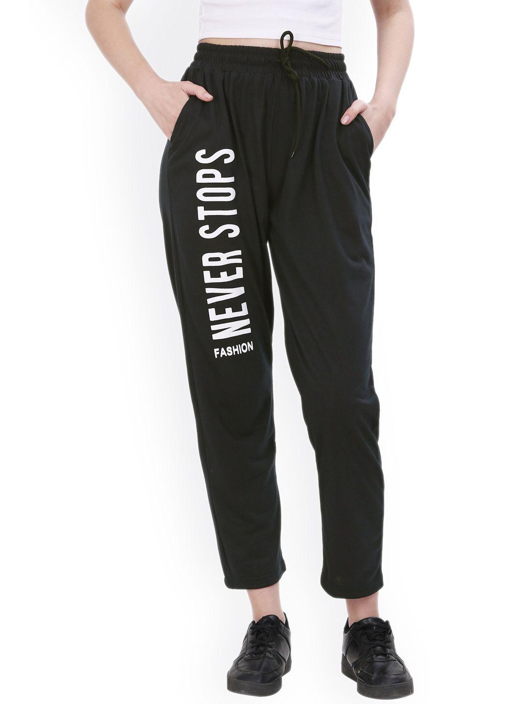 fashionable women typography printed cotton track pants