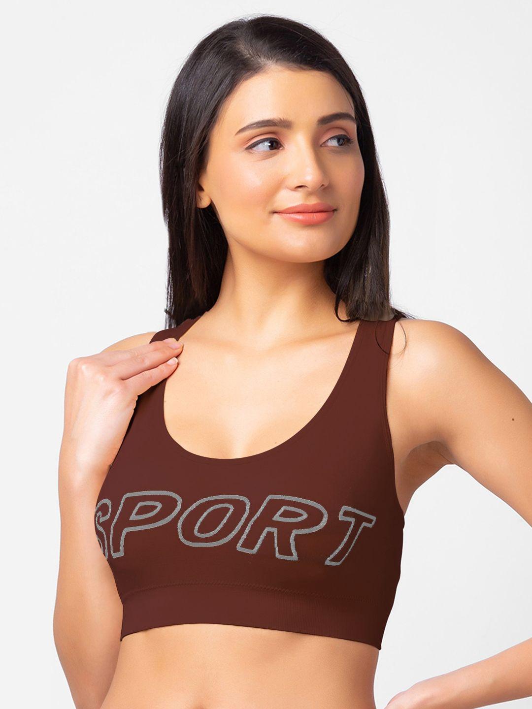 fashionrack typography printed cotton sports bra