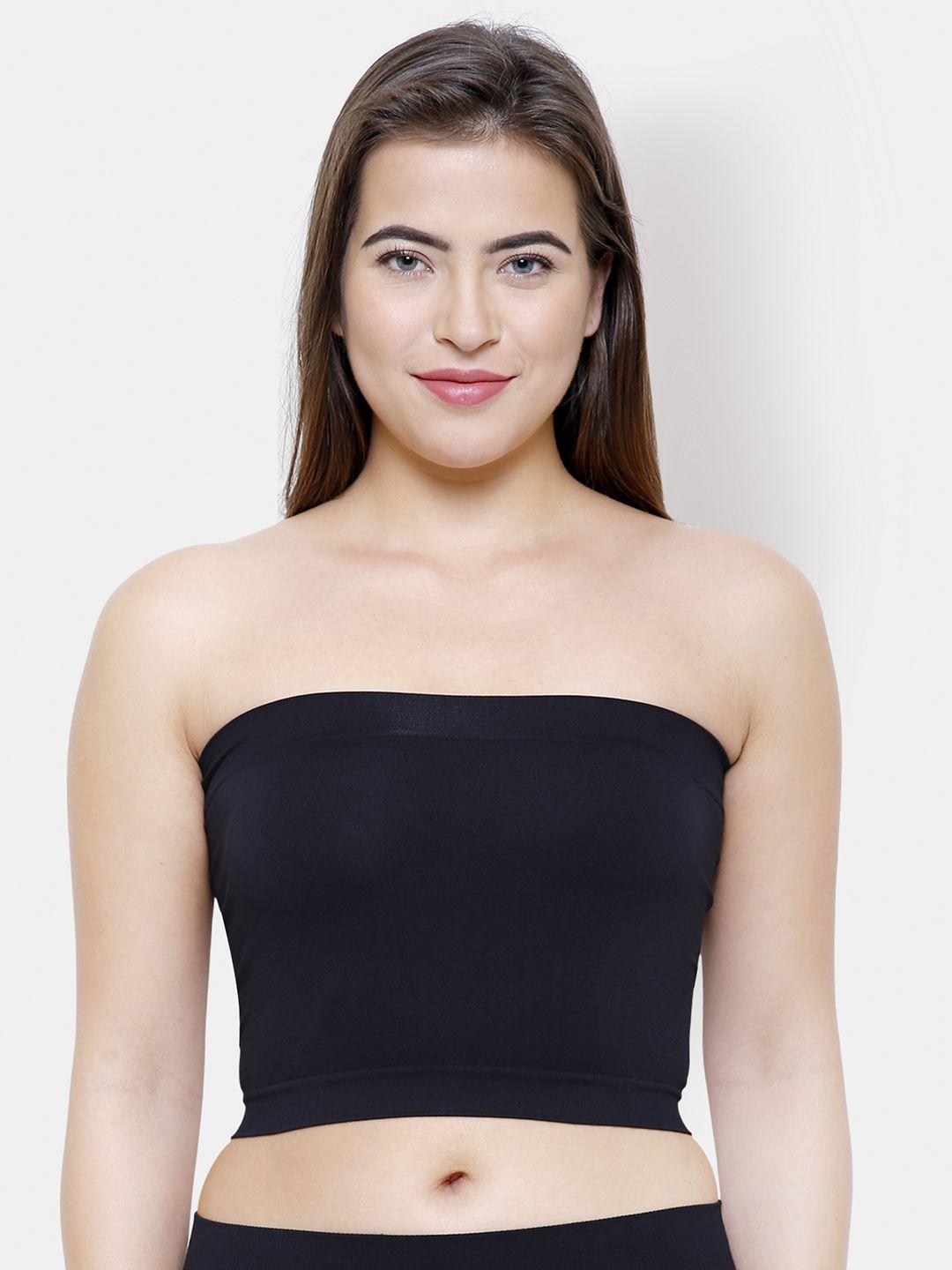 fashionrack women black solid strapless cropped camisole 4018