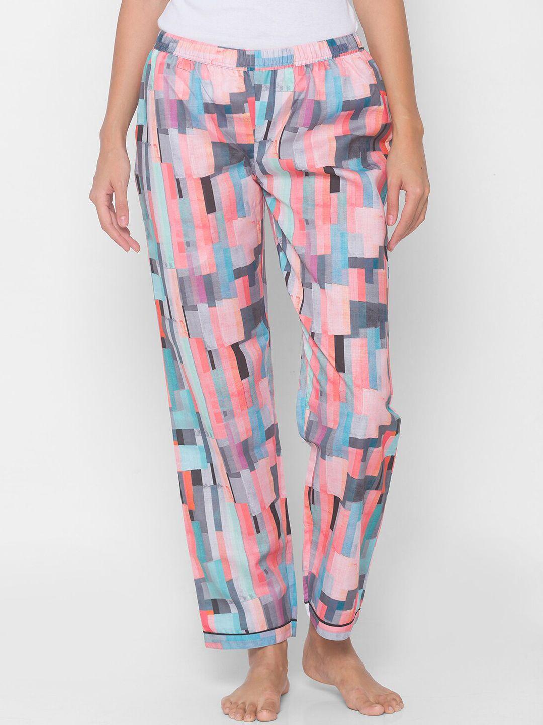 fashionrack women multicoloured abstract printed lounge pants