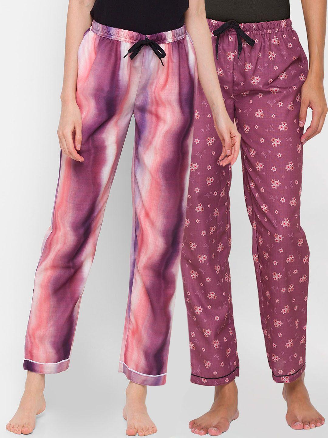 fashionrack women purple pack of 2 cotton lounge pants