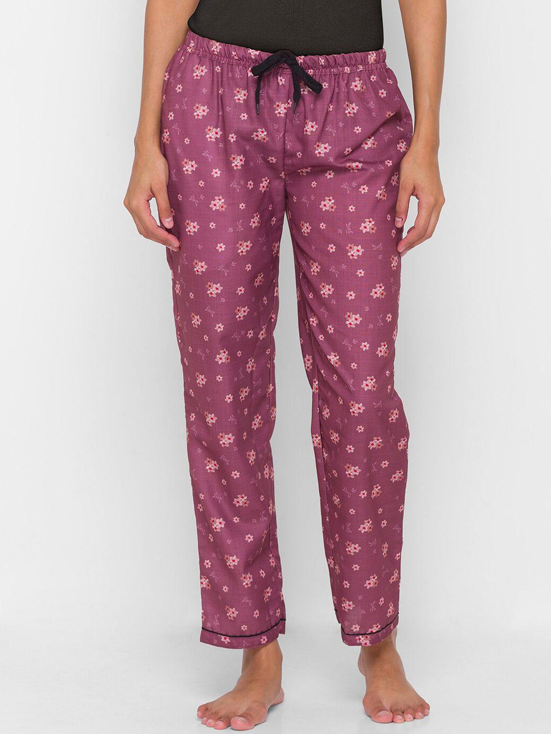 fashionrack women purple printed lounge pants