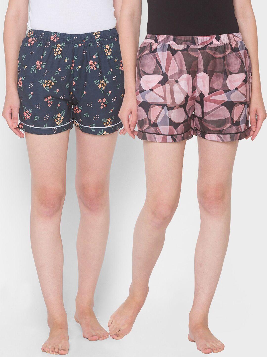 fashionrack women set of 2 printed lounge shorts