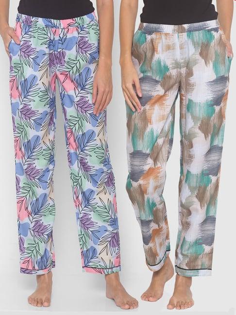 fashionrack beige & blue abstract pyjamas with pocket (pack of 2)