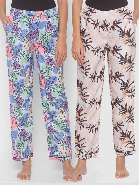 fashionrack beige & blue abstract pyjamas with pocket (pack of 2)