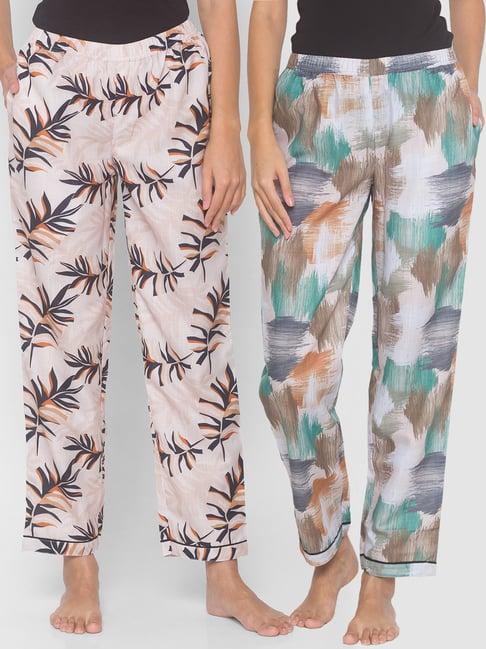 fashionrack beige floral pyjamas with pocket (pack of 2)