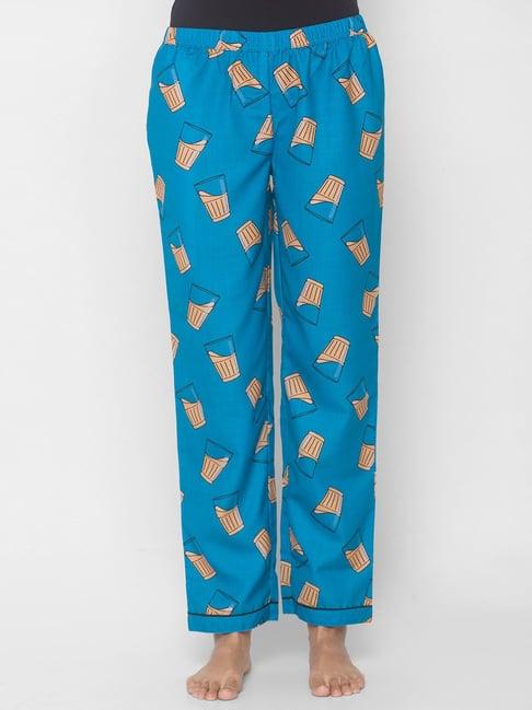 fashionrack blue printed pyjamas with pocket