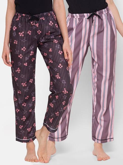 fashionrack brown & pink stripes pyjamas with pocket (pack of 2)