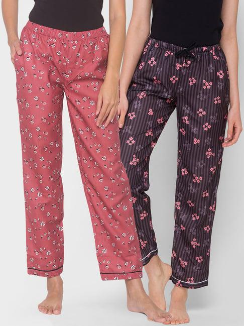 fashionrack brown floral pyjamas with pocket (pack of 2)