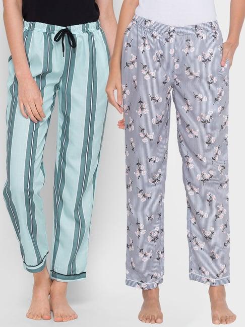 fashionrack grey & blue stripes pyjamas with pocket (pack of 2)