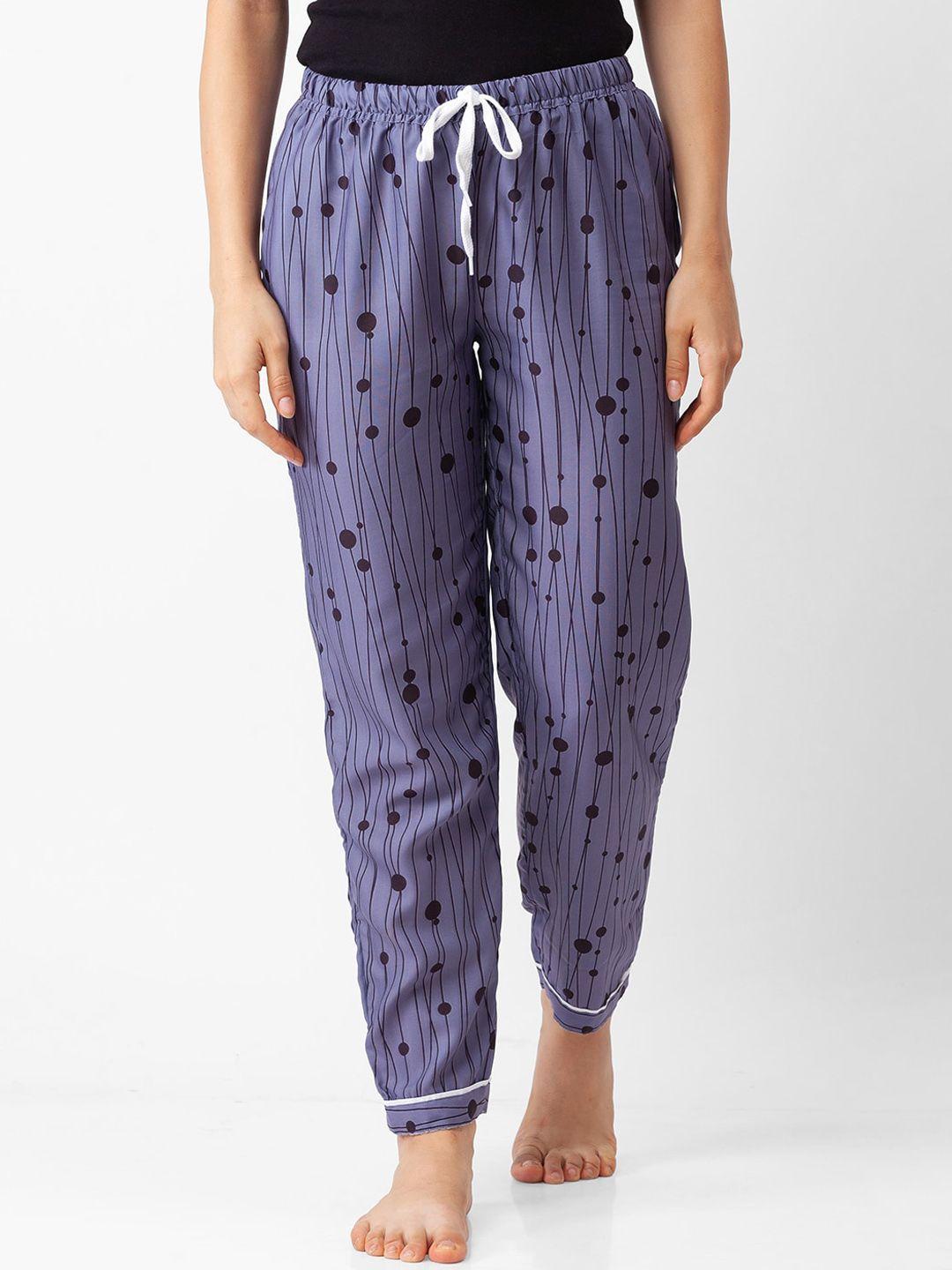 fashionrack grey polka-dots stripe cotton lounge pants