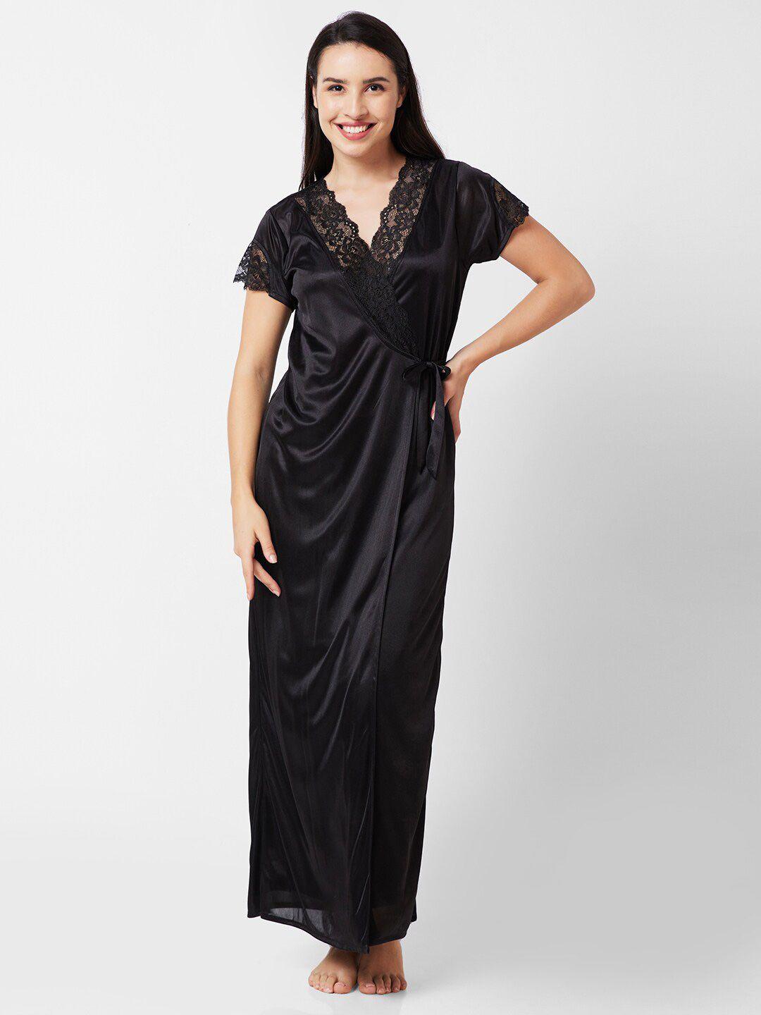 fashionrack lace inserted maxi nightdress with robe