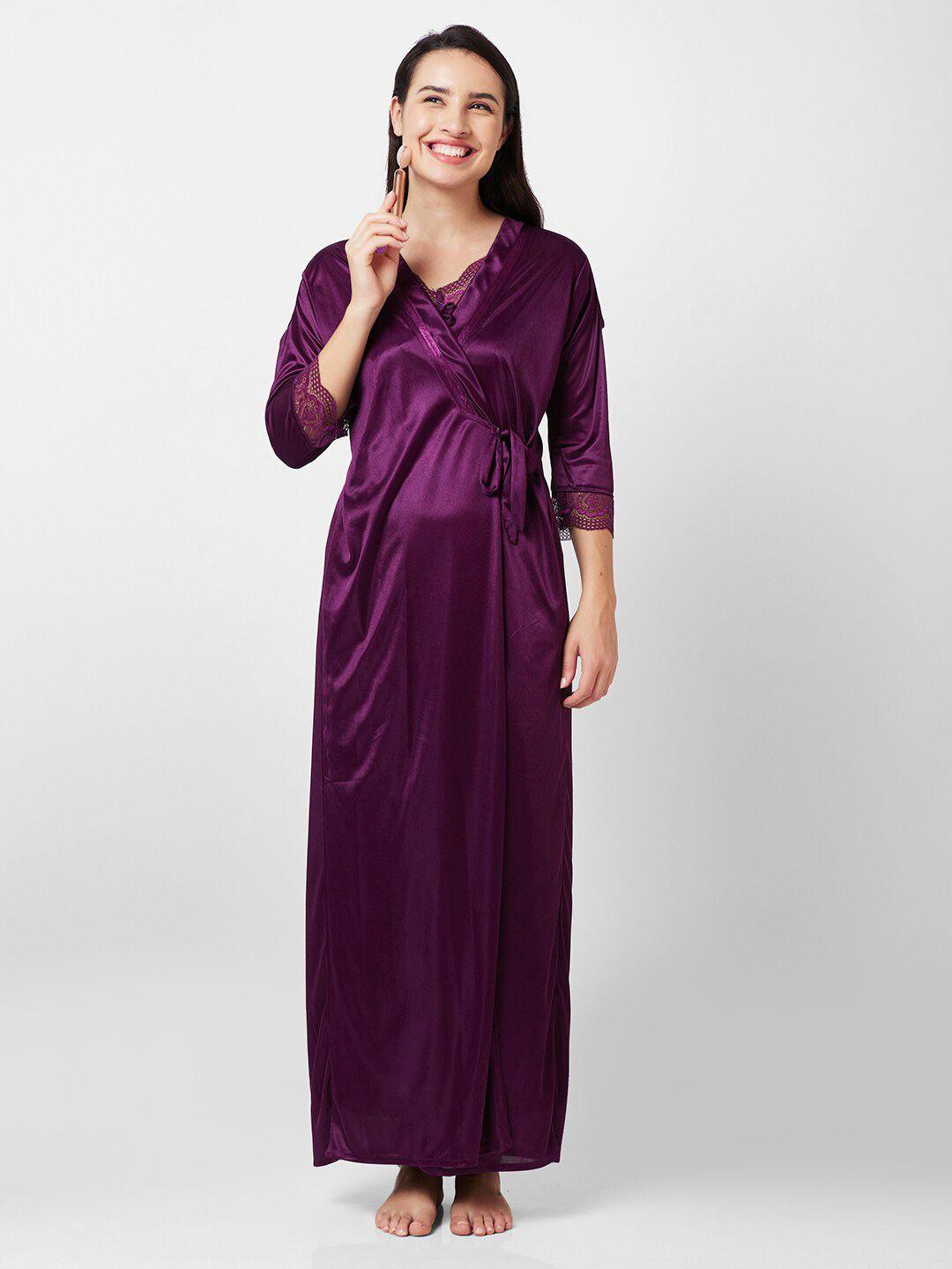 fashionrack lace inserted maxi nightdress with robe
