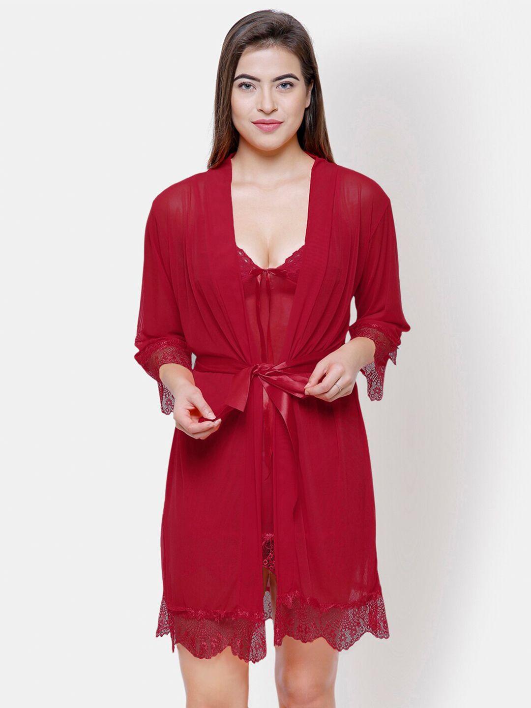 fashionrack maroon net baby doll with high-low