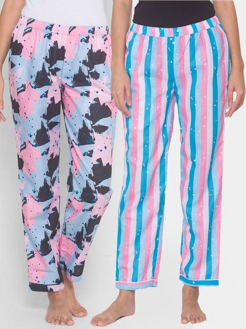 fashionrack multi & blue abstract pyjamas with pocket (pack of 2)
