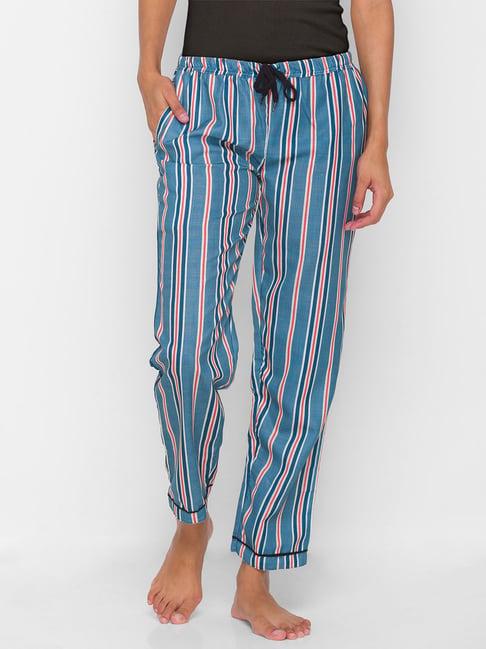 fashionrack navy blue stripes pyjamas with pocket