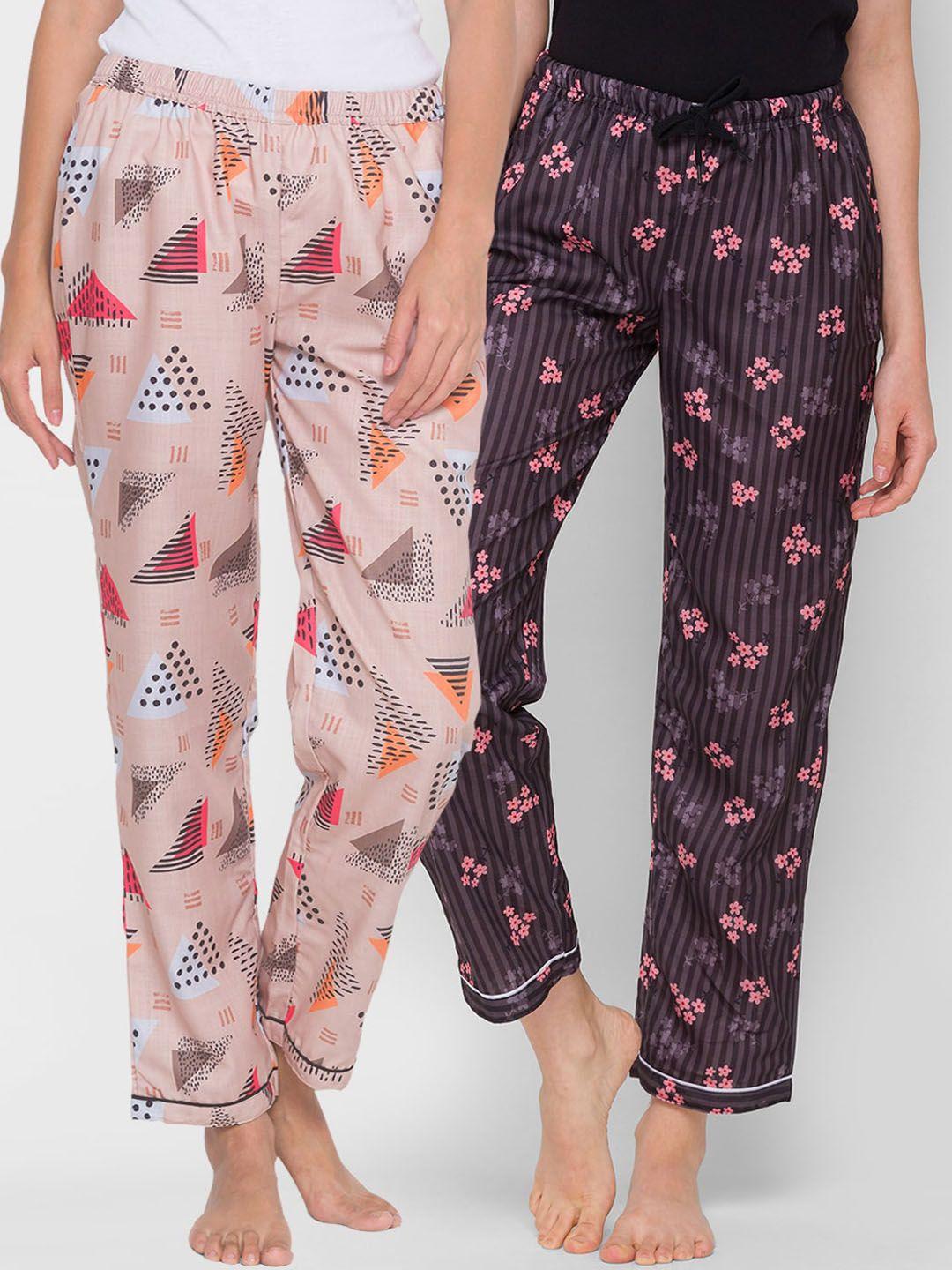 fashionrack pack of 2 printed cotton lounge pants