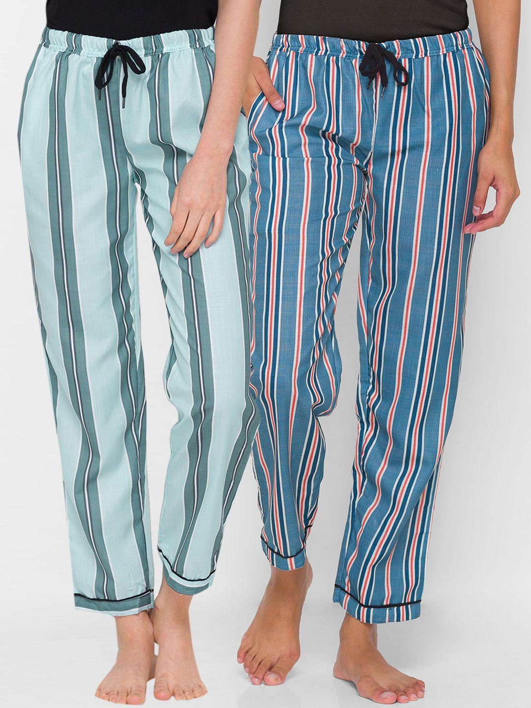 fashionrack pack of 2 women striped cotton lounge pants