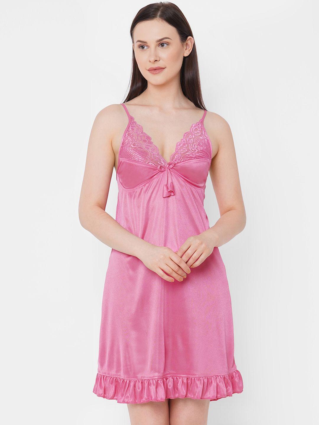 fashionrack pink solid satin baby doll