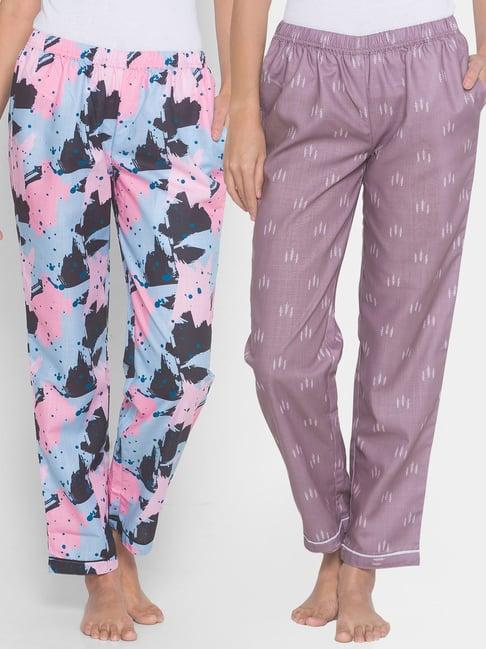 fashionrack purple & blue abstract pyjamas with pocket (pack of 2)