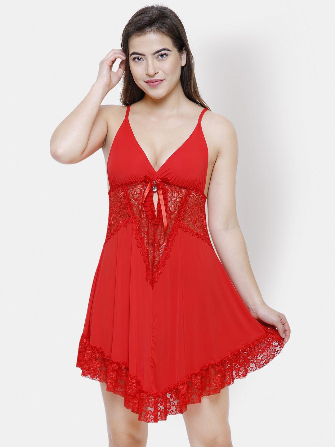 fashionrack red self design baby doll