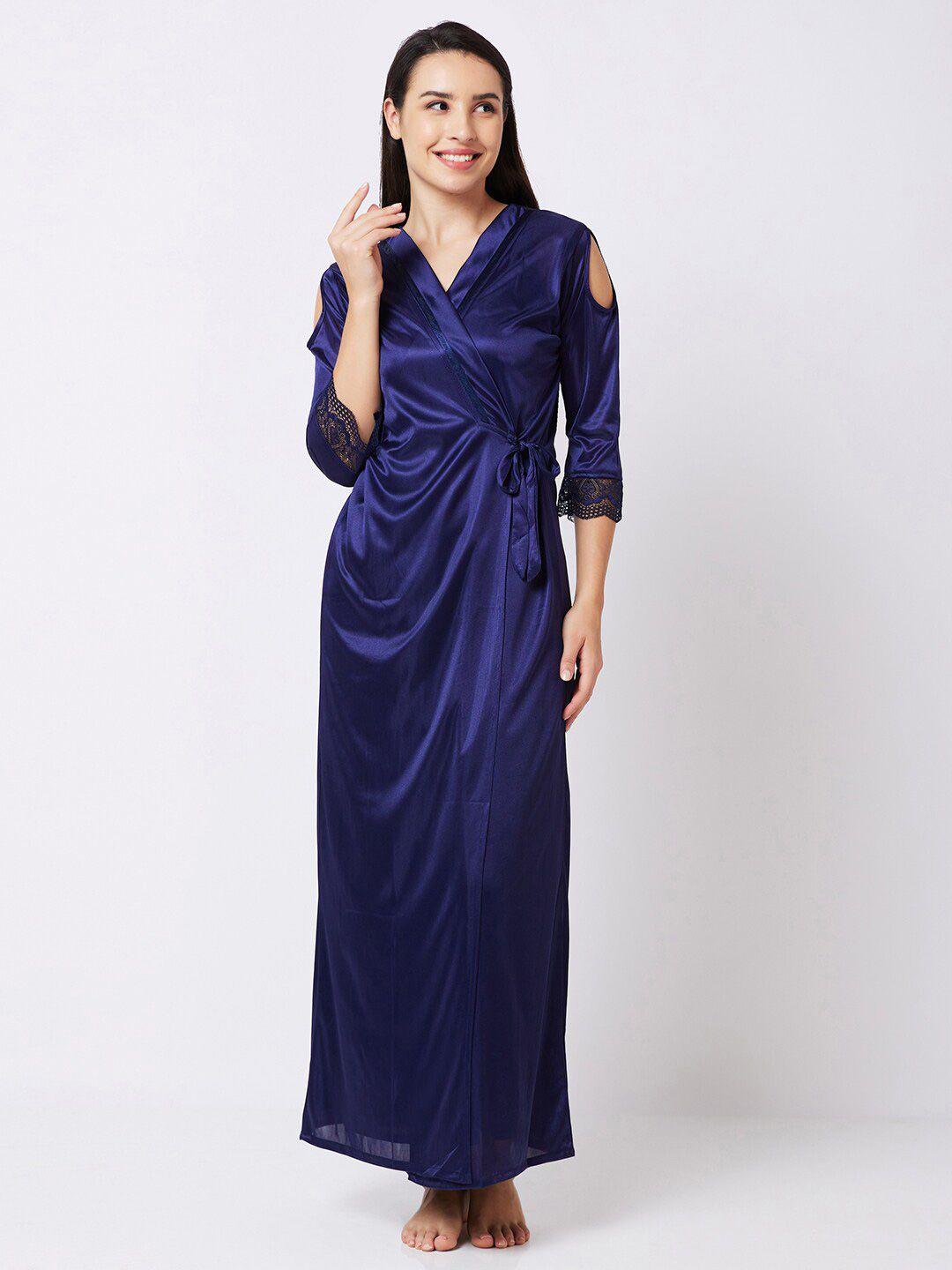 fashionrack shoulder straps satin maxi nightdress with robe