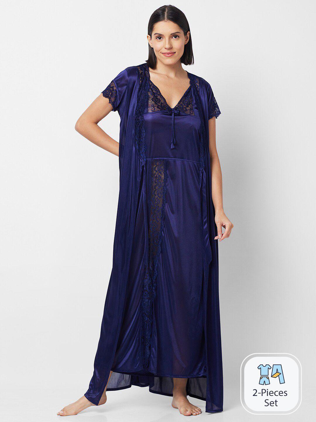 fashionrack shoulder straps satin maxi nightdress with robe