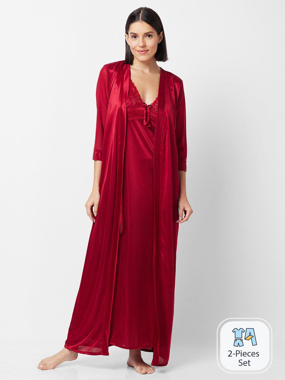 fashionrack shoulder straps satin maxi nightdress with robe