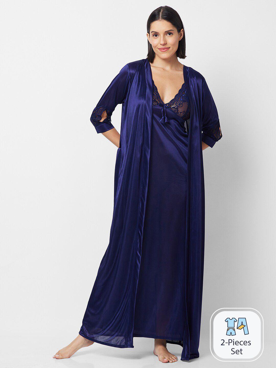 fashionrack shoulder straps satin nightdress with robe
