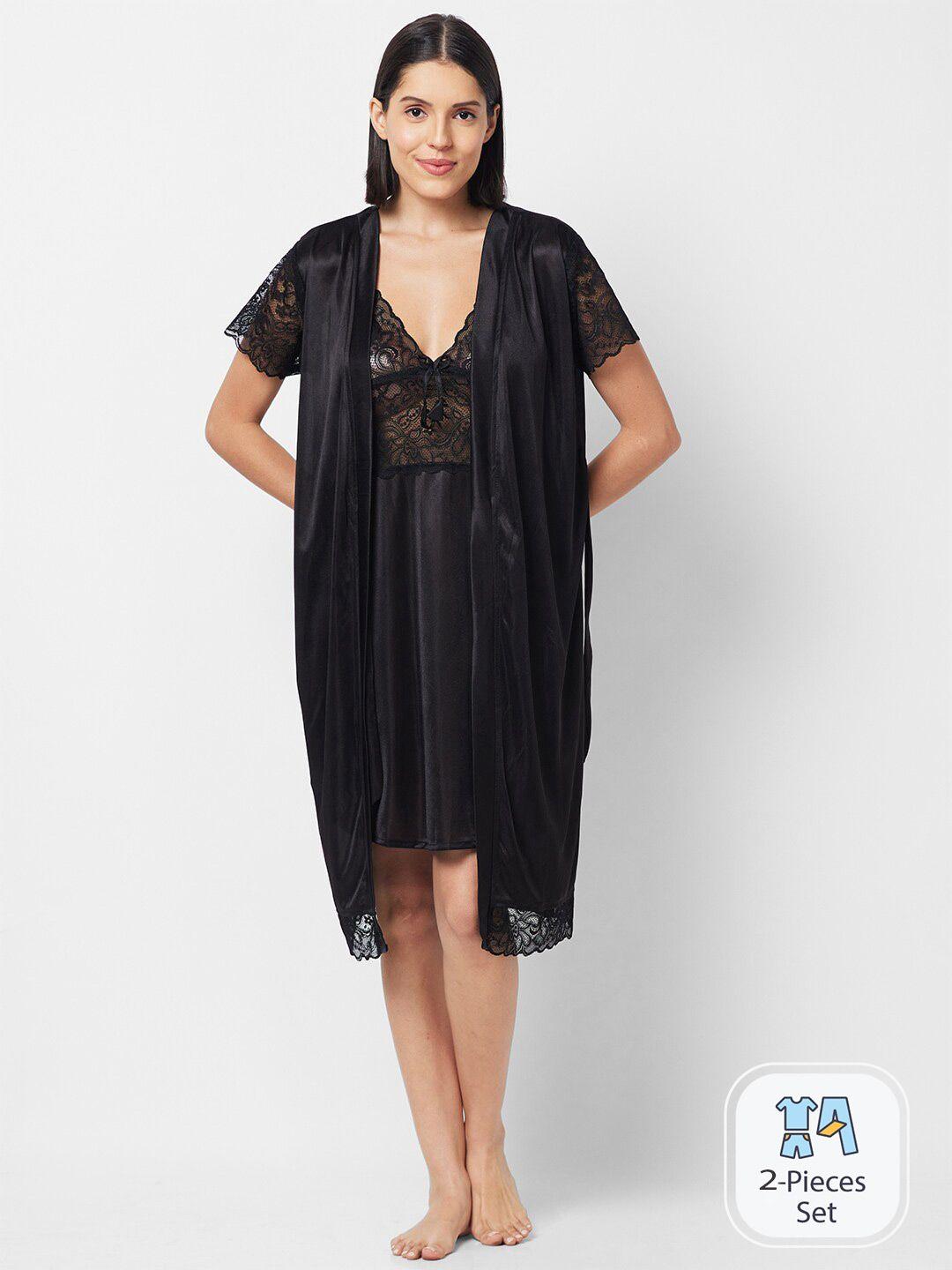 fashionrack shoulder straps satin nightdress with robe